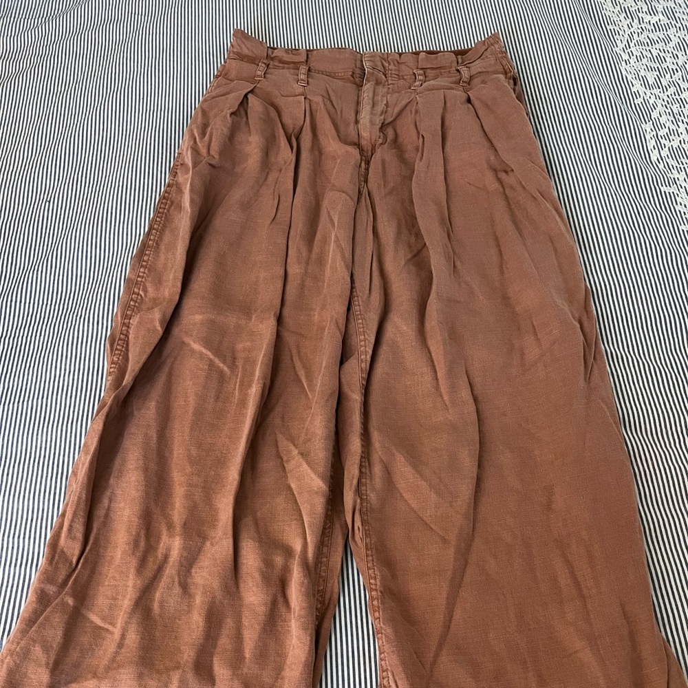 Wide leg linen pants by Free People.